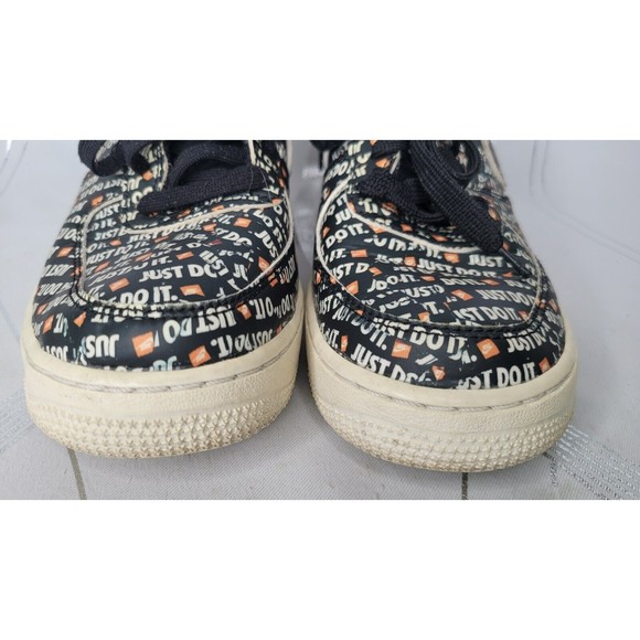 Nike Air Force 1 JUST DO IT Sneakers 7 Youth‎ Childrens Black Lace Up Shoes - Picture 10 of 13